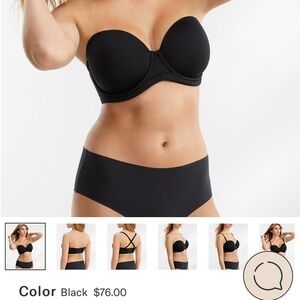 Gently used black strapless bra. No straps (if I find them I’ll include them. )